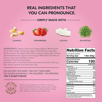 TRUBAR Vegan Protein Bar, Strawberry Shorty Got Cake, Gluten Free, Plant Based Protein, Dairy Free
