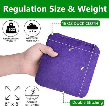 EunHo Cornhole Bags Set of 8 Regulation Size & Weight Corn Hole Bean Bags Official Professional All