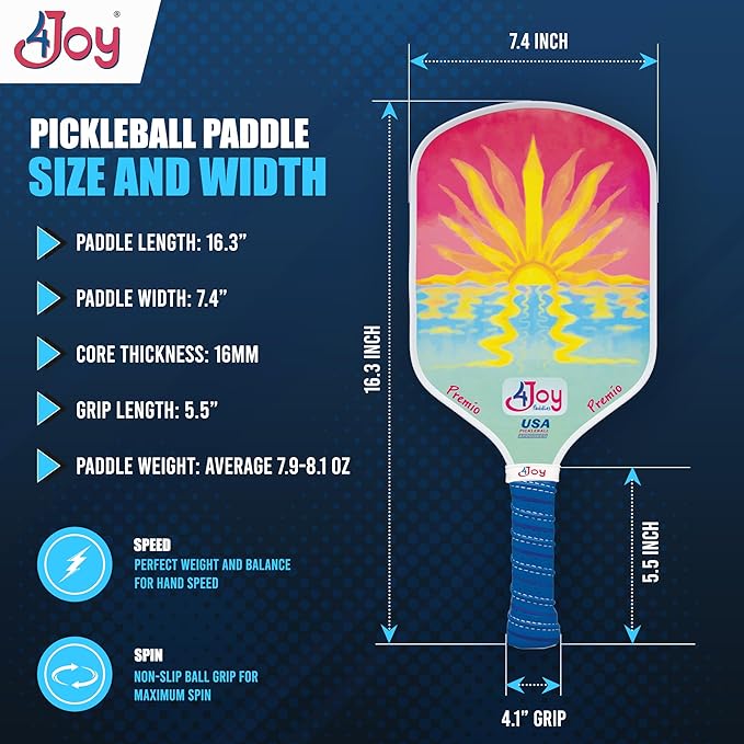 4Joy Pickleball Paddle Premio Series - Thermoformed Premium T700 Carbon Fiber Pickleball Paddless
