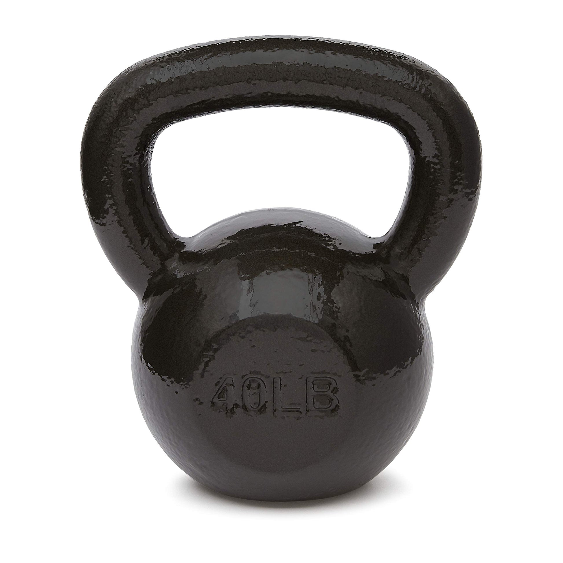 Amazon Basics Cast Iron Kettlebell for Strength Training, Wide Handle, 40 Pounds, Black