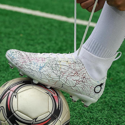 Men's Soccer Shoes High-Top Soccer Cleats Outdoor Breathable Athletic Professional Spikes Youth