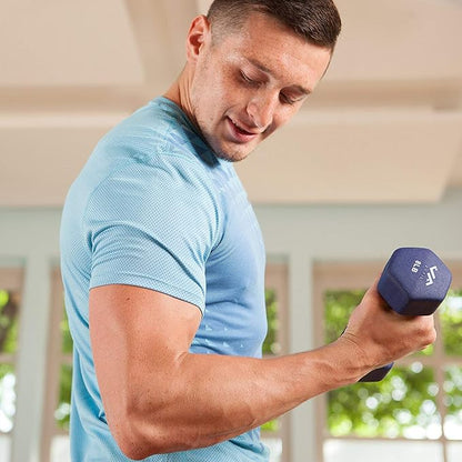 JFIT Dumbbell Pairs or Sets – Neoprene & Vinyl Coated Hand Weights for Home Gym, Strength Training