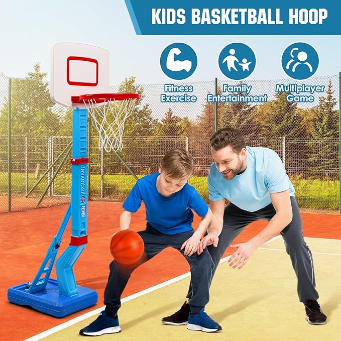SUPER JOY Toddler Basketball Hoop - Height Adjustable Kids Hoop for Indoor & Outdoor Play