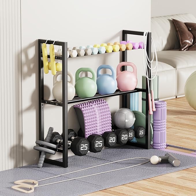 Pickpiff Adjustable 3-Tier Dumbbell Rack – Heavy-Duty Metal Weight Storage Stand for Dumbbells