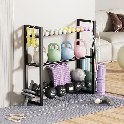Pickpiff Adjustable 3-Tier Dumbbell Rack – Heavy-Duty Metal Weight Storage Stand for Dumbbells