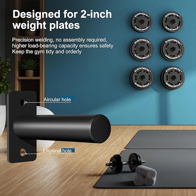 Weight Plate Holder, Wall Mounted Weight Storage Rack for Olympic Weight Plate,Home Gym