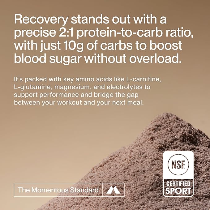 Momentous Recovery Grass-Fed Whey Protein Powder - 20 g Post-Workout Whey Isolate Protein - NSF