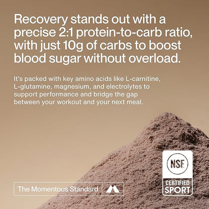 Momentous Recovery Grass-Fed Whey Protein Powder - 20 g Post-Workout Whey Isolate Protein - NSF