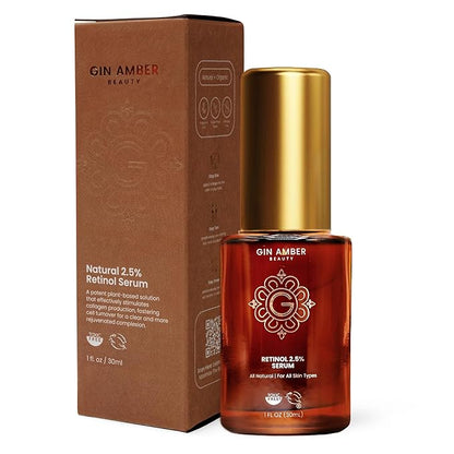 Gin Amber Beauty - Retinol 2.5% Serum - Anti-aging | Brighthening, Plant Based Retinol Serum (1 fl