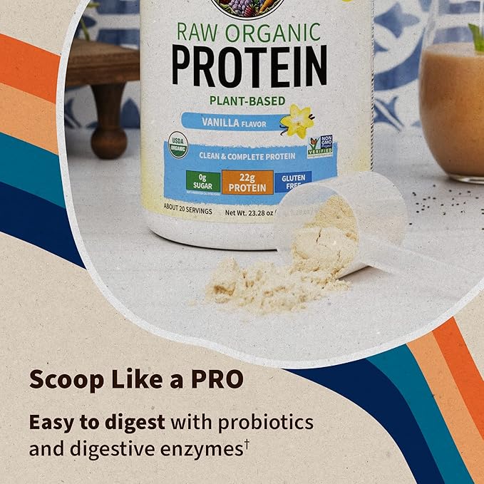 Garden of Life Protein Powder, Vegan Protein Powder, BCAA, Probiotics & Digestive Enzymes, Gluten &