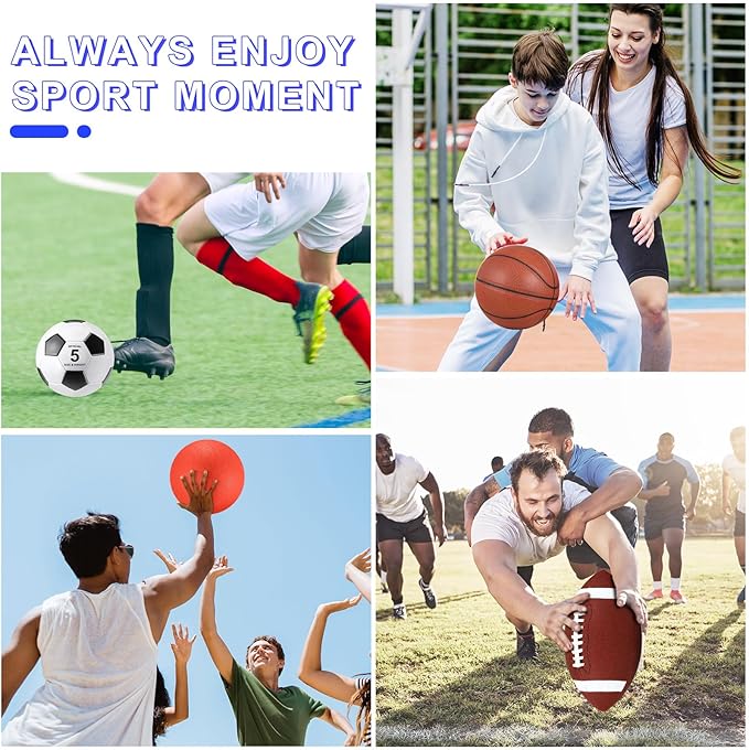 Deekin 8 Pcs Sports Balls Set for Adult Assorted Football Basketball Soccer Playground Balls