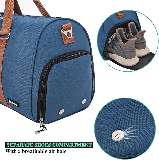 Kuston Sports Gym Bag with Shoe Compartment&Wet Pocket,Travel Duffel bag,Weekend Bag,Workout Bag