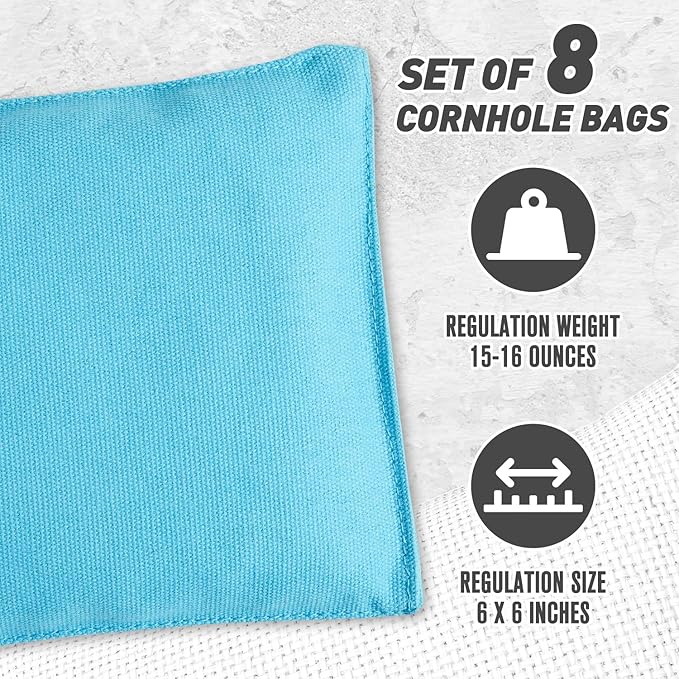 Cornhole Bags Set of 8 Regulation Corn Hole Bean Bags for Cornhole Game, Professional Weather