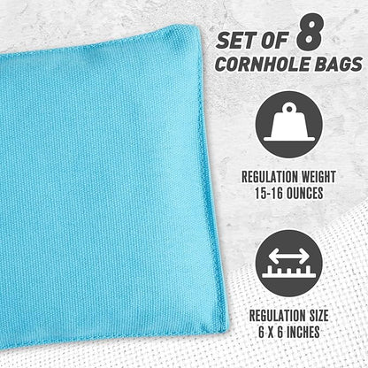 Cornhole Bags Set of 8 Regulation Corn Hole Bean Bags for Cornhole Game, Professional Weather