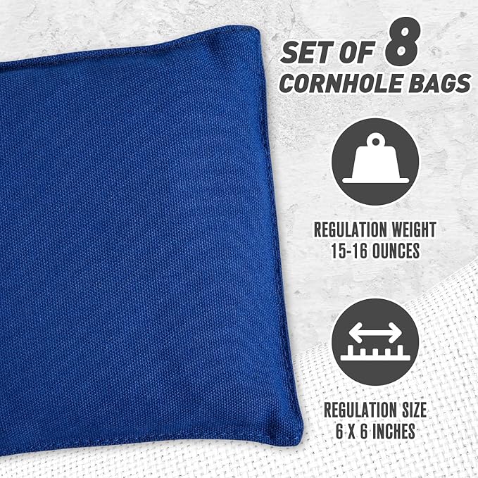 Cornhole Bags Set of 8 Regulation Corn Hole Bean Bags for Cornhole Game, Professional Weather