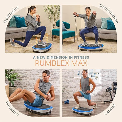 Lifepro Rumblex Max 4D Black Vibration Plate Exercise Machine with Loop Resistance Bands for Home
