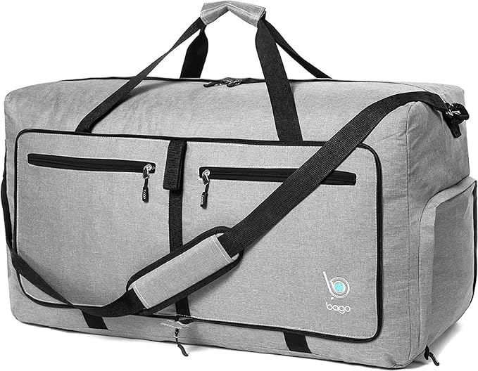 Bago Foldable Duffel Bags for Traveling Women & Men - 60L Medium Packable Duffle Bag for Travel