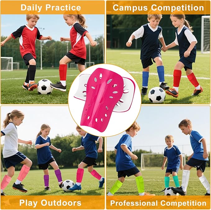 2 Pairs Shin Guards Soccer for Kids,Shin Pads Extra Lightweight Breathable Slide in Shin Guard for