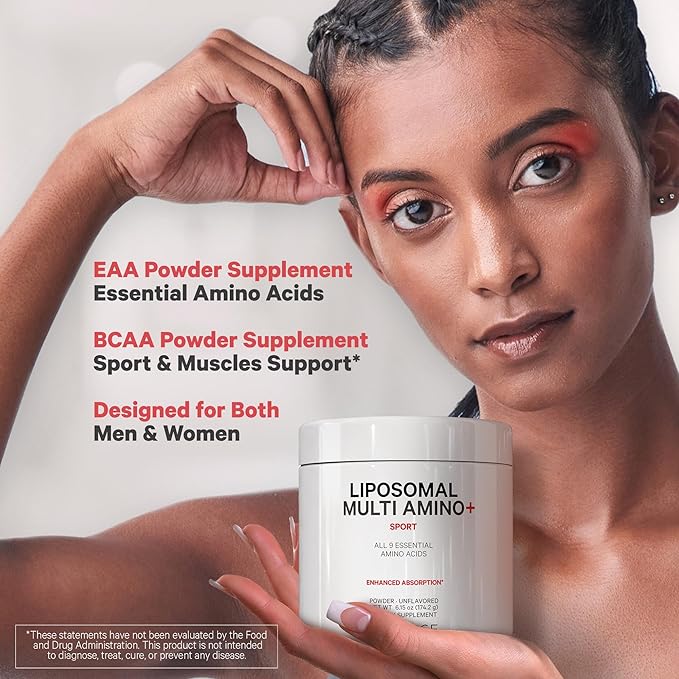 Codeage Liposomal Multi Amino Powder Supplement - BCAA & EAA Supplement All 9 Essential Amino