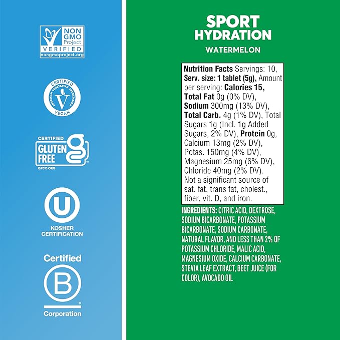 Nuun Sport Electrolyte Tablets with Magnesium, Calcium, Potassium, Chloride & Sodium, Gluten Free &