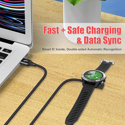 AGVEE 3.3ft Charger for Garmin Watch, L-Shape Charging Cable for Fenix, Forerunner, Vivoactive
