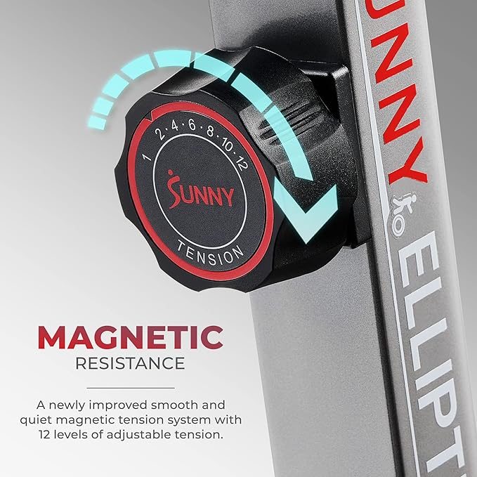 Sunny Health & Fitness Elliptical Trainer Machine w/Built-in Pulse Sensor, Low Impact Cardio