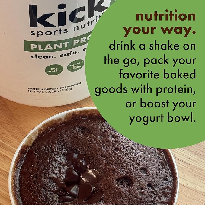 Kick Plant Protein Powder, Chocolate Flavor, 20 G Protein, Gluten Free Workout Supplement with
