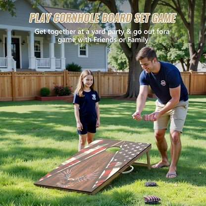 Cornhole Board Set,Corn Hole Games for Adults Outdoor,2X4FT Solid Wood Regulation Cornhole Boards