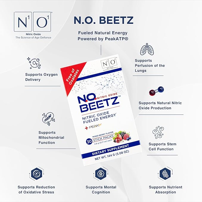 N.O. Beetz Nitric Oxide Supplement for Pre-Workout & Endurance | Beetroot, Peak ATP & Electrolytes
