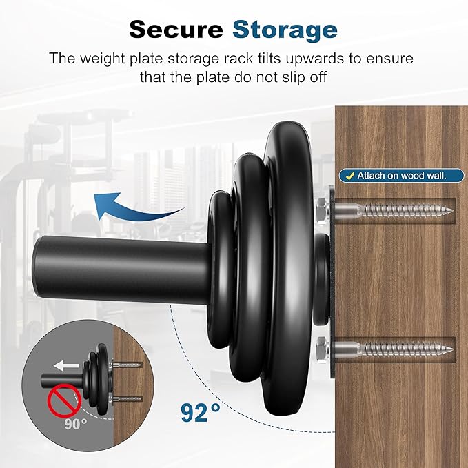 Weight Plate Holder, Wall Mounted Weight Storage Rack for Olympic Weight Plate,Home Gym