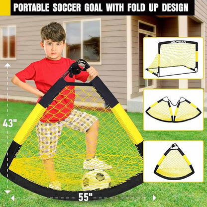 Soccer Goal, Kids Soccer Goals for Backyard Set, 2 Pack of Portable Pop Up Soccer Net with Soccer