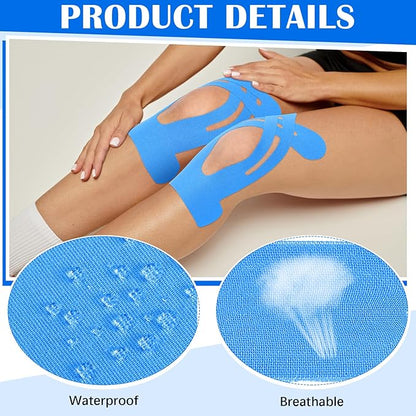 50 Pcs Precut Kinesiology Tape for Knees Pain Relief Elastic Waterproof Athletic Knee Tape for