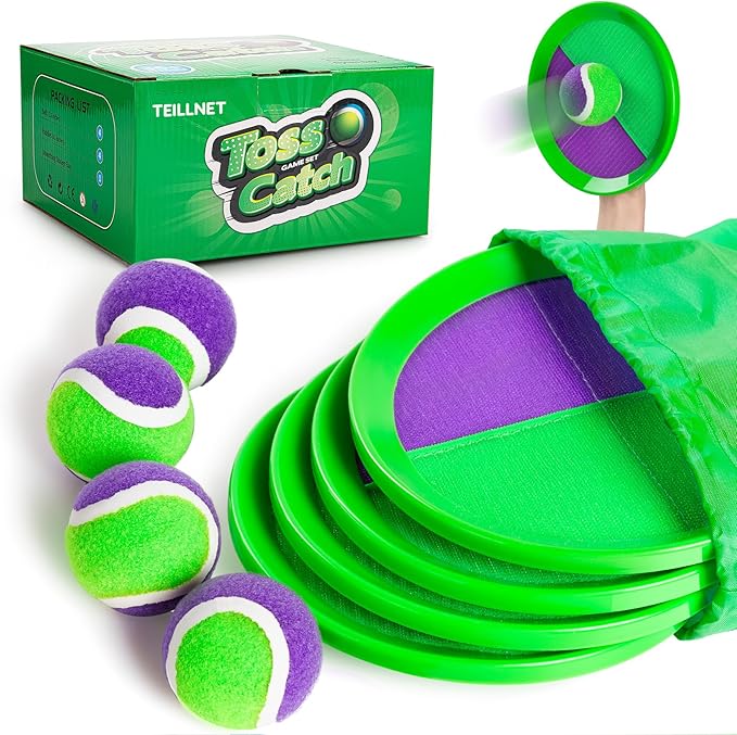 Toss and Catch Ball Set Upgraded - Kids Toys Outdoor Games for Whole Family - Water-Resistant Great
