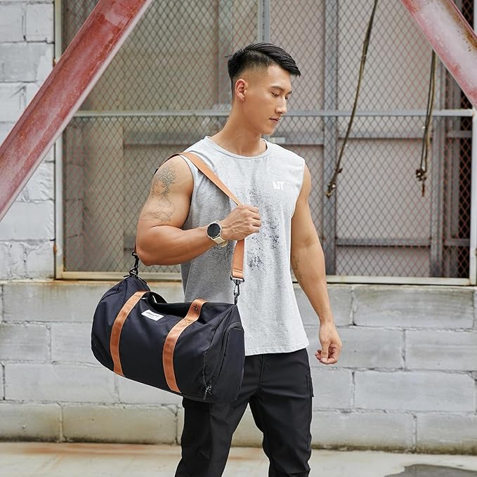 BE SMART Waterproof Mens Gym Bag with Shoe Compartment, Duffle Bags with Wet Pocket for Men