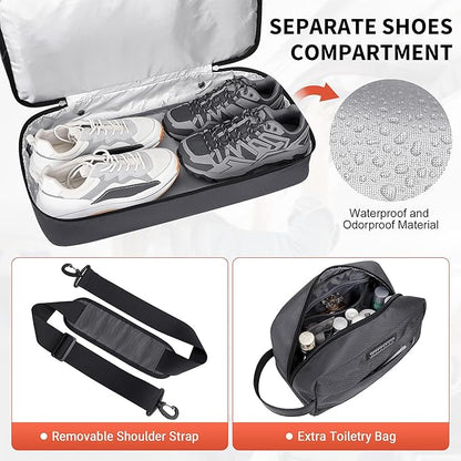 WITZMAN Travel Duffle Bags for Men Weekender Bags with Toiletry Bag Sets Carry On Overnight Bag 55L