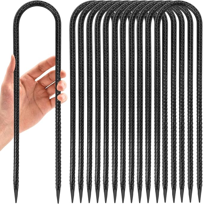 12 in 12 Pack Trampoline Stakes, U Shaped Trampoline Anchors High Wind Heavy Duty, Trampoline