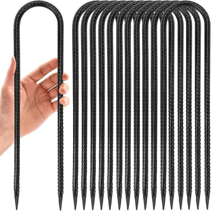 12 in 12 Pack Trampoline Stakes, U Shaped Trampoline Anchors High Wind Heavy Duty, Trampoline