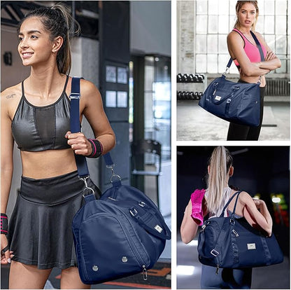FIORETTO Womens Gym Tote Duffle Bag with Wet Pocket & Shoe Compartment, Sports Duffel Overnight