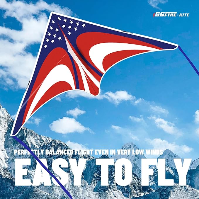 Delta American Flag Kite for Easy to Fly Beach Kite for Fun Family Activities, Kites for Adults and