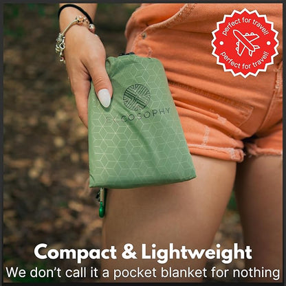 ECCOSOPHY Sand Proof Beach Blanket - Waterproof Picnic Blanket 60x55-Outdoor Compact Pocket