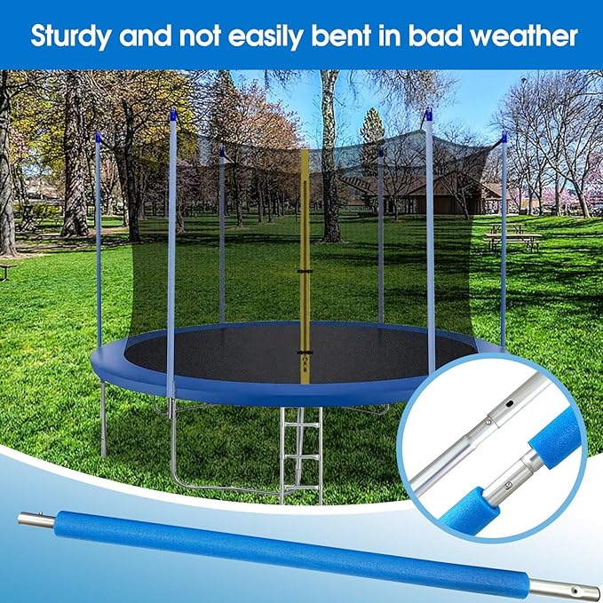 Universal Trampoline Replacement Enclosure Poles Come with Clamps, Screws and Bolts, Plactic Caps