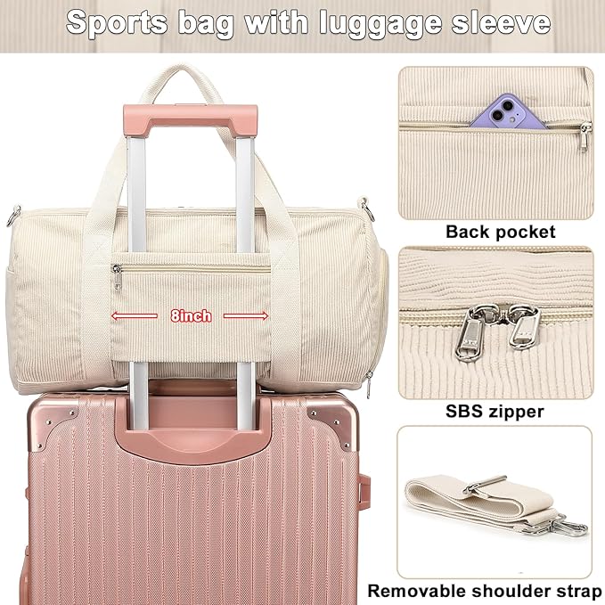 Duffle Bag for Gym Sports Women Girls Workout Travel Bag Weekender with Shoe Compartment and Wet