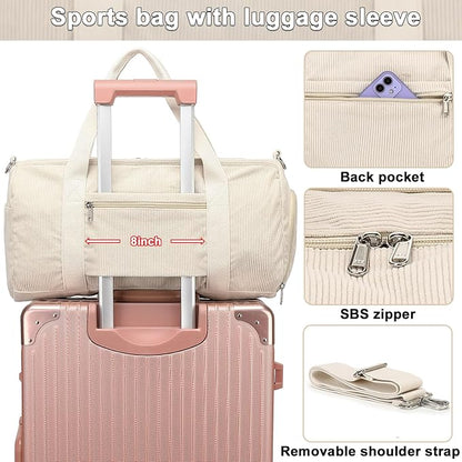 Duffle Bag for Gym Sports Women Girls Workout Travel Bag Weekender with Shoe Compartment and Wet
