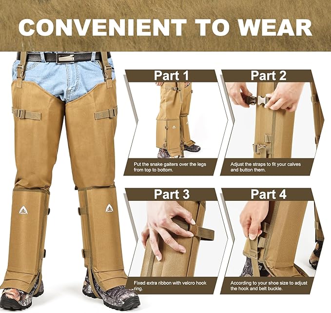 Snake Guard Chaps Waterproof Snake Chaps for Hunting Snake Bite Protection Gear Adjustable Size