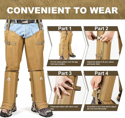 Snake Guard Chaps Waterproof Snake Chaps for Hunting Snake Bite Protection Gear Adjustable Size