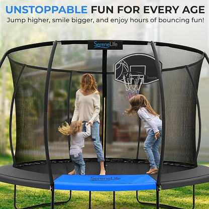 Serenelife 12FT 10FT 8FT Recreational Trampolines with Enclosure Net and Ladder and Anti-Rust