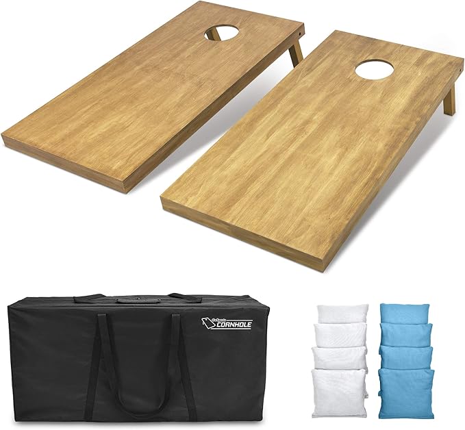 GoSports 4 ft x 2 ft Regulation Size Wooden Cornhole Boards Set - Includes Carrying Case - Full