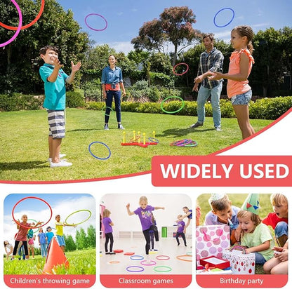 OBTANIM 12 Pcs Plastic Ring Toss Game for Kids and Outdoor Toss Rings for Speed and Agility