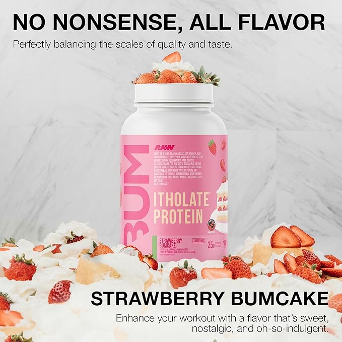 RAW Whey Isolate Protein Powder, Strawberry BumCake (CBUM Itholate Protein) - 100% Grass-Fed Sports