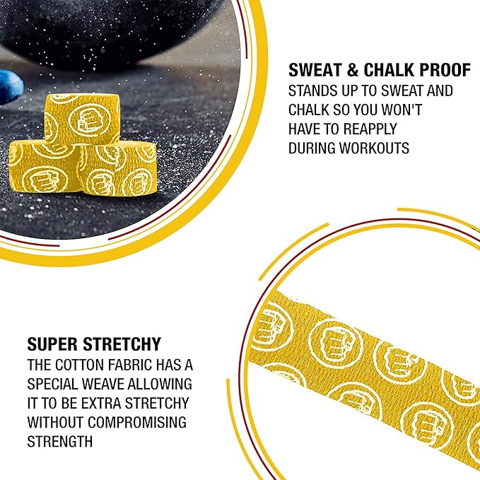 WOD Nation Flexible Hook-Grip Athletic Tape – Easy-Tear, Sweat-Proof Thumb & Finger Strips for